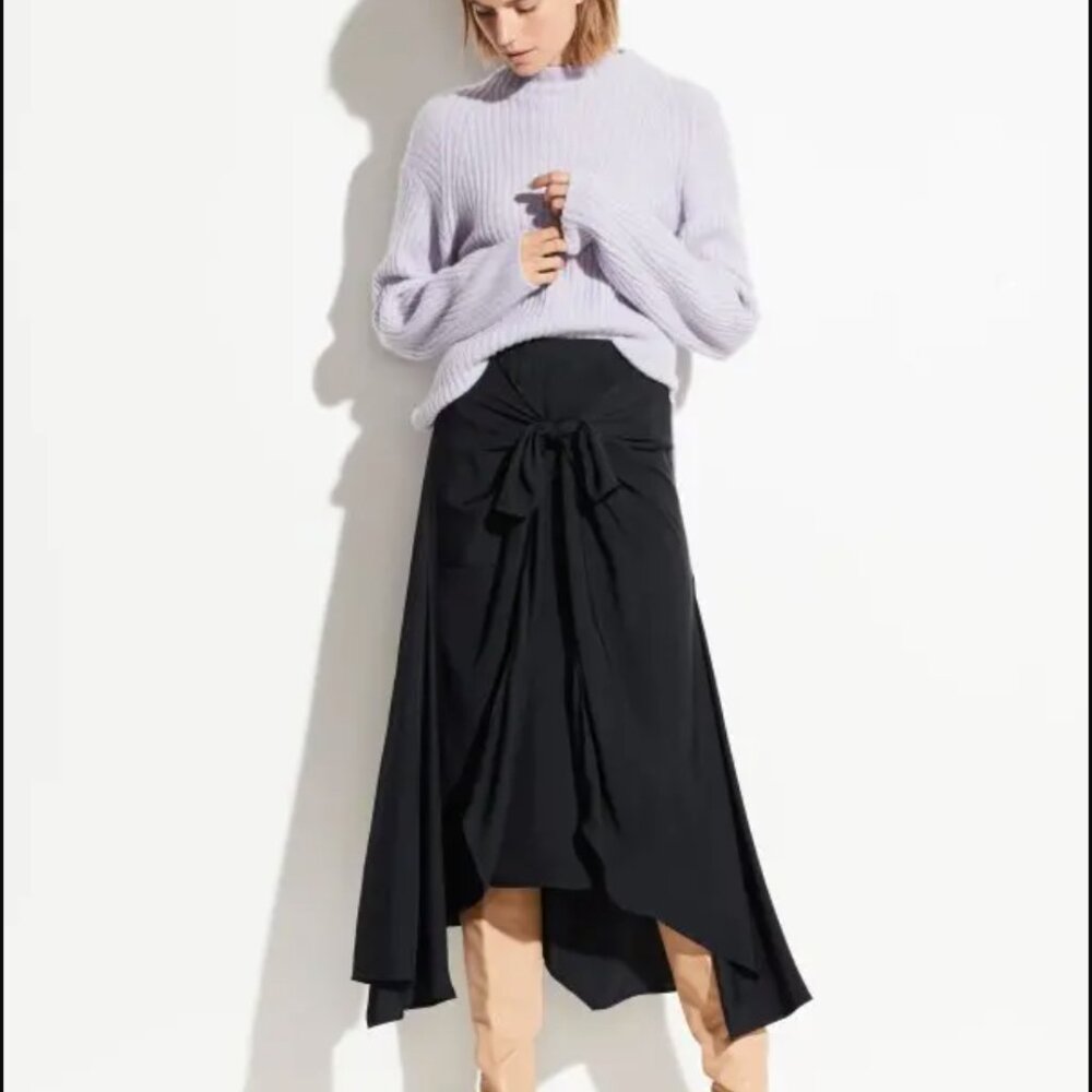 Tie Front Asymmetrical Hem Skirt Size 6 Black